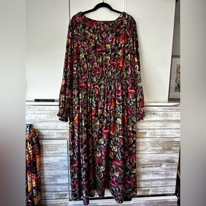🌸 NWT Croft & Barrow 1X Boho Paisley Midi Dress Rayon Long Sleeve